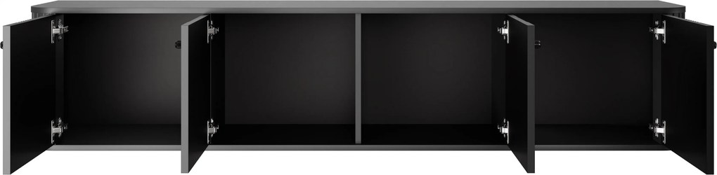 Závesná TV skrinka Vespera 4D 187 cm - čierna