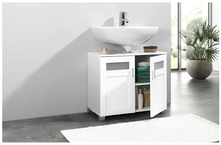 Skrinka pod umývadlo Basel + Kúpeľňová skrinka Basel + Skrinka so zrkadlom Basel  (800005387)