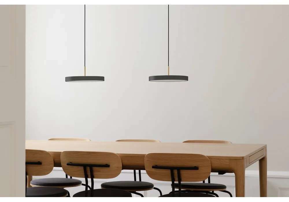 Antracitové kovové LED stmievateľné závesné svietidlo s kovovým tienidlom ø 31 cm Asteria Plus – UMAGE