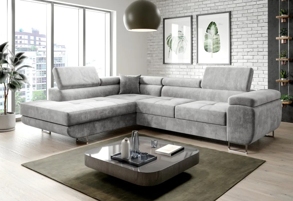 Rohová sedacia súprava SELVA, 275x90x202, sawana 14/soft 17, pravá