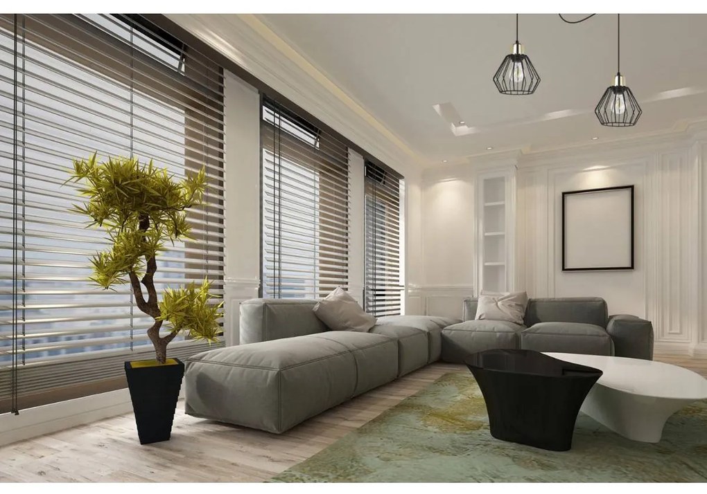 Závesné svietidlo Nuvola Spider 5, 2x čierne drôtené tienidlo, g