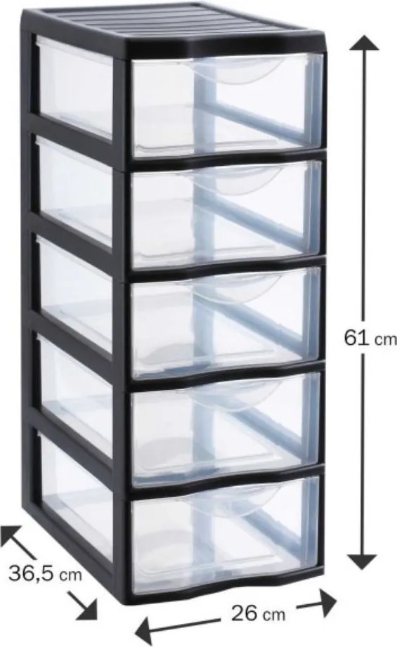 SUNDIS Úložný box s 5 vyššími zásuvkami, antracit, OFFICEMIX A4, 5A