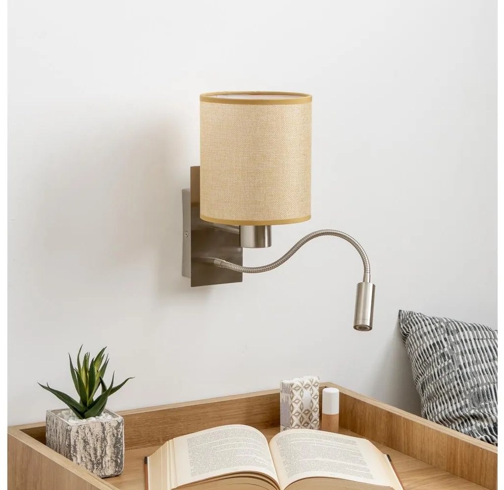 Brilagi - LED Nástenná lampa NUBILA 1xE27/25W/230V+LED/3W chróm/svetlohnedá