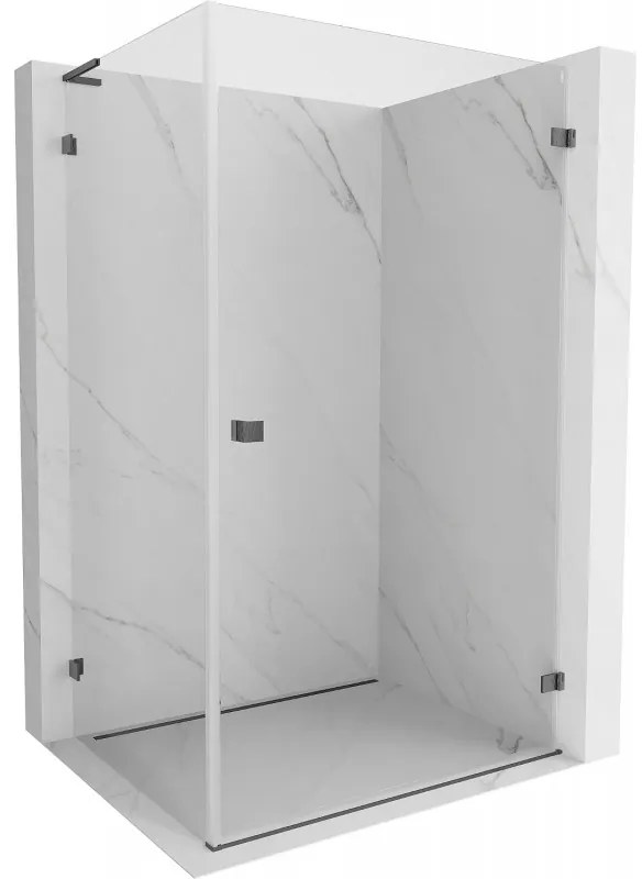 Mexen Lunar-B L výklopný sprchový kút pravý 100 x 80 cm, číre sklo, brúsený grafit, 832L-100-080-66-00-P