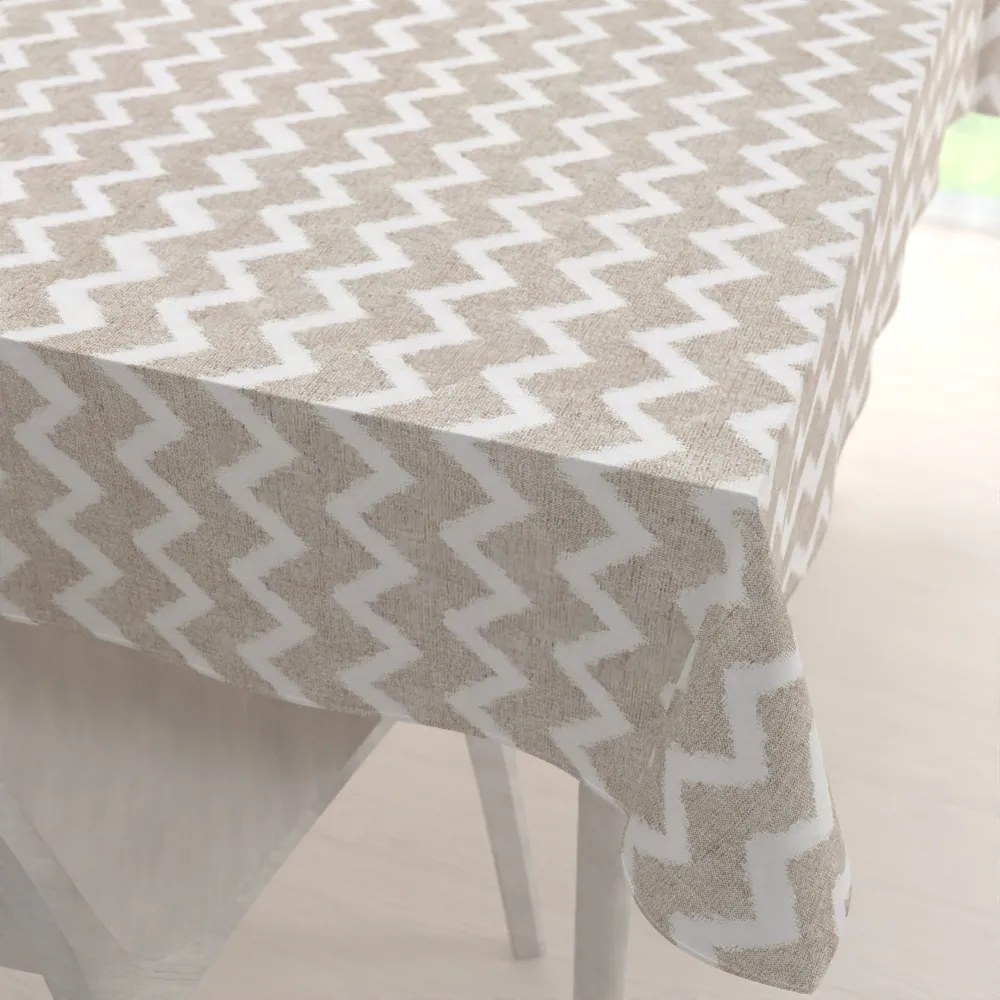 Biante Veľký dekoračný obdĺžnikový obrus Porto PRT-006 Režný cik-cak 180x260 cm