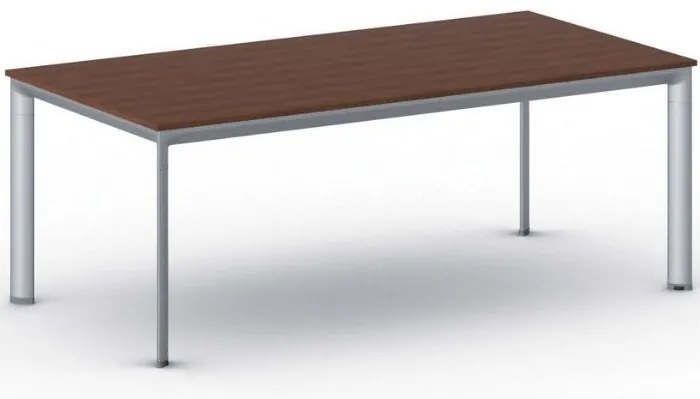 Rokovací kancelársky stôl PRIMO INVITATION, 200x100 cm, sivostrieborná podnož, čerešňa