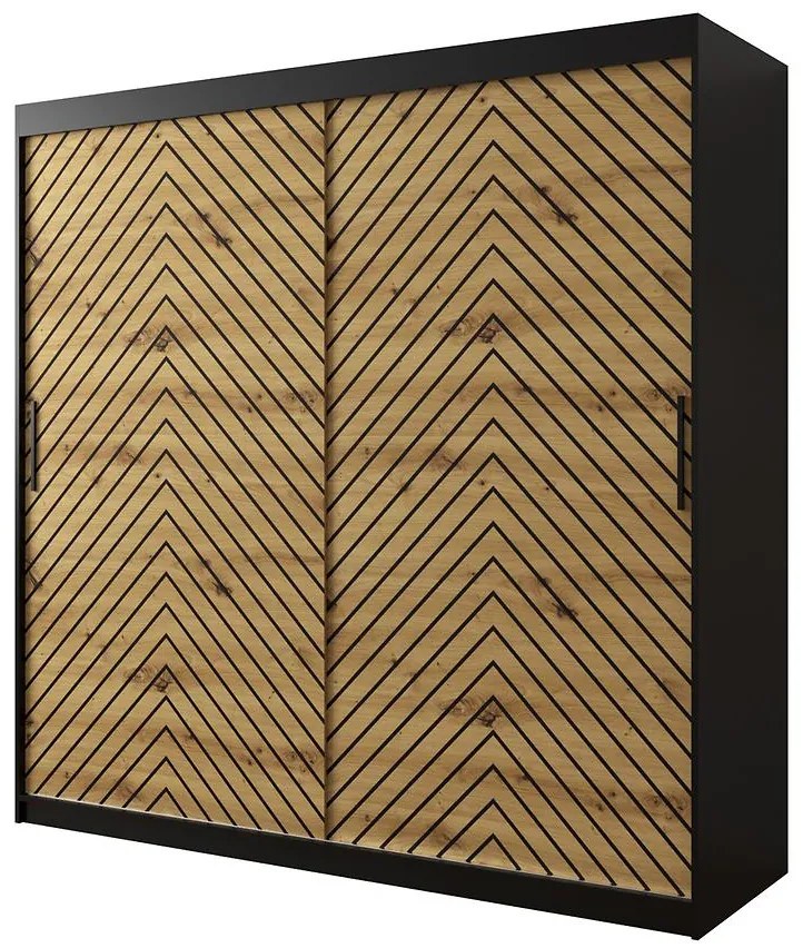 Skriňa Jodełka 1 200 čierna/dub Artisan/čierna