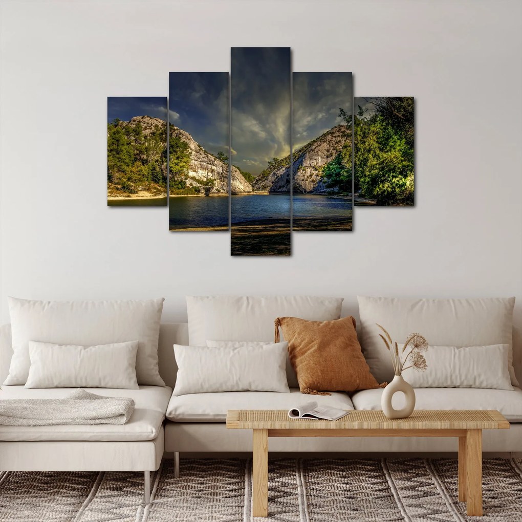 Obraz krajiny s jazerom (150x105 cm)