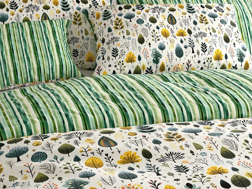 Sada obliečok z polybavlny TREEVELLA POLY zelené + obliečka na vankúš 50 x 70 cm ZDARMA