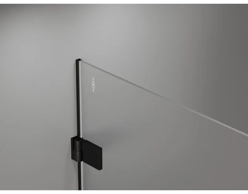 Mexen Lunar-B, výklopný sprchový kút ľavý 90 x 80 cm, 8mm číre sklo, čierny profil, 832-090-080-70-00-L