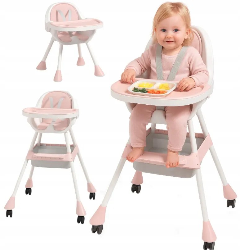 Praktická detská stolička na kŕmenie 3v1 zelená