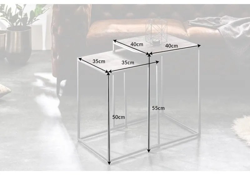 Sada dvou odkládacích stolků ELEMENTS ORIENTAL šedý/černý