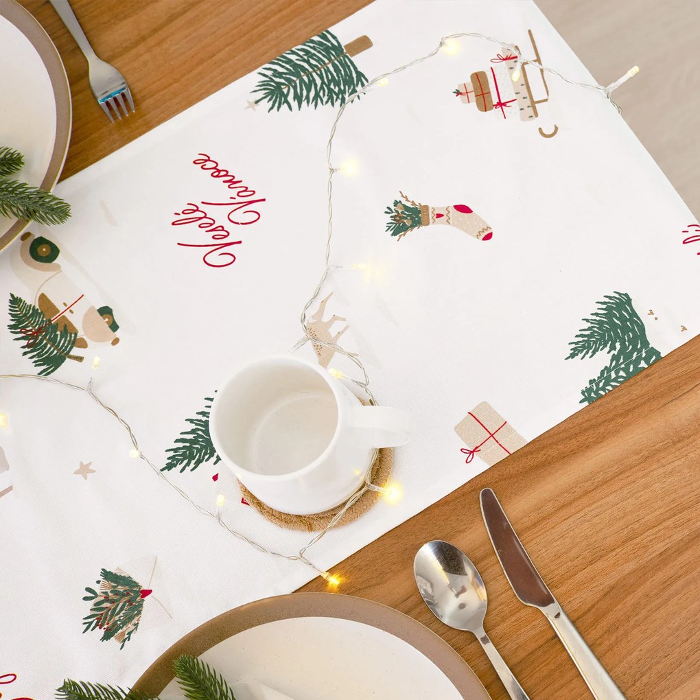 Goldea vianočný behúň na stôl z pevnej bavlny - české vianoce 35x180 cm