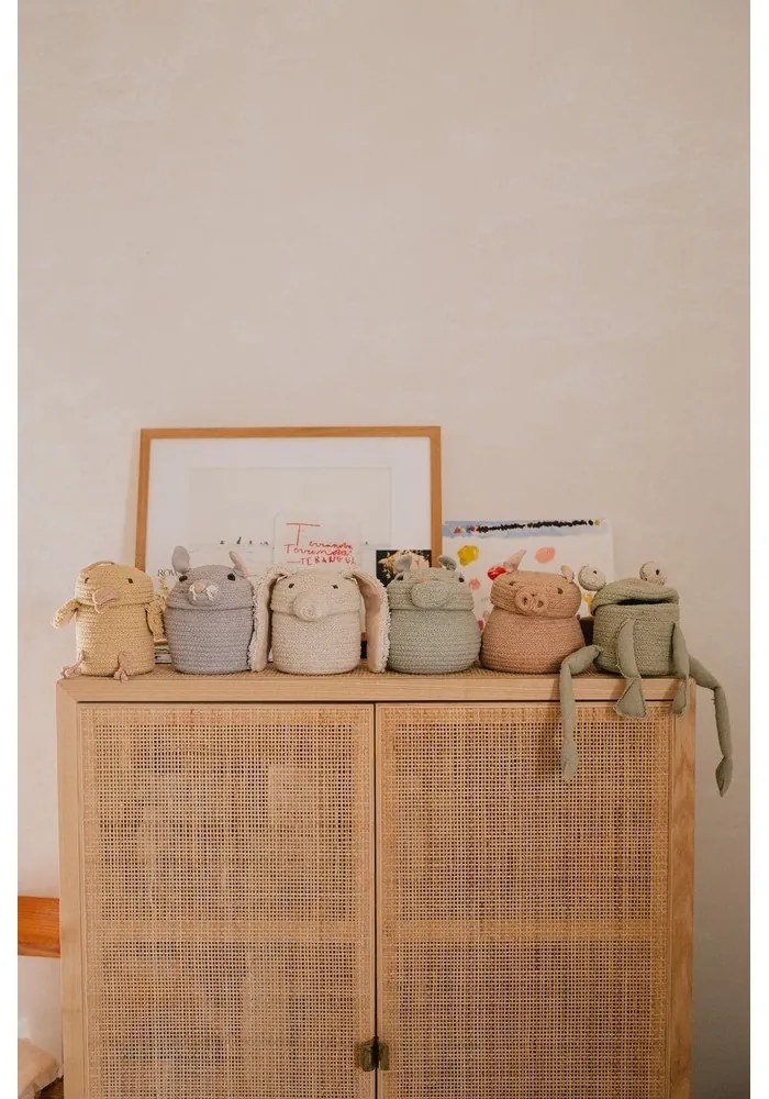 Svetloružový látkový detský kôš na hračky ø 17x15 cm Mini Peggy the Pig – Lorena Canals