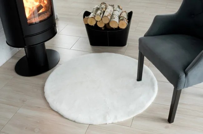 Koberec RABBIT FUR biely kruh