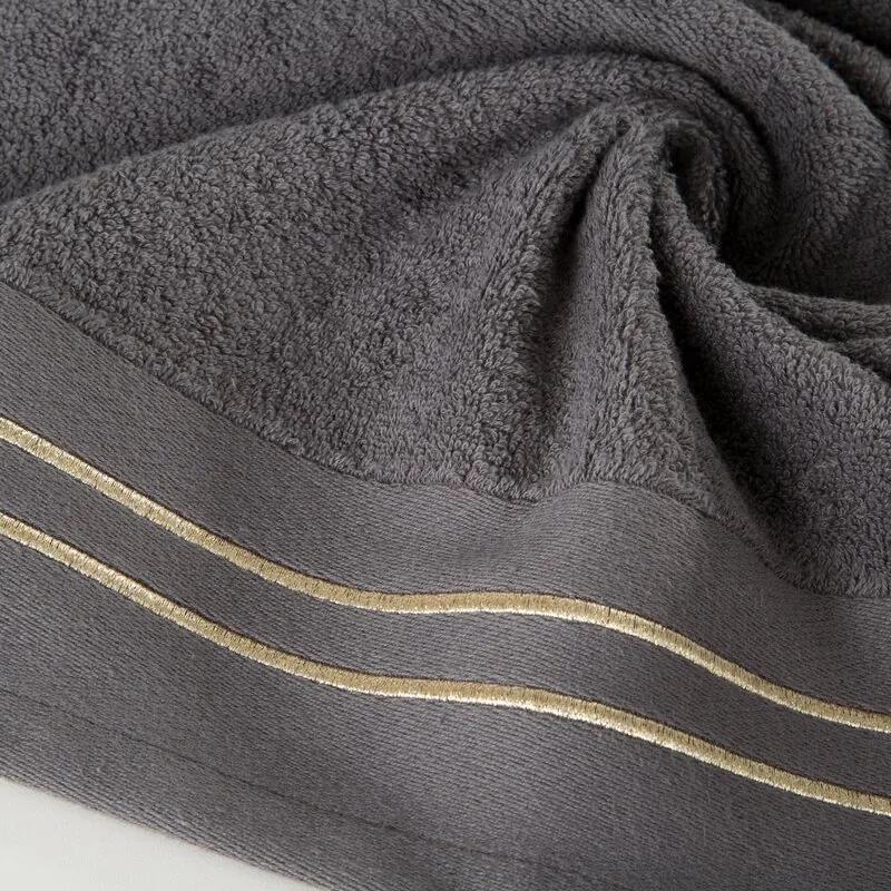 Dekorstudio Bavlnený uterák OLIVIA so zlatou výšivkou - oceľový Rozmer uteráku: 70x140cm