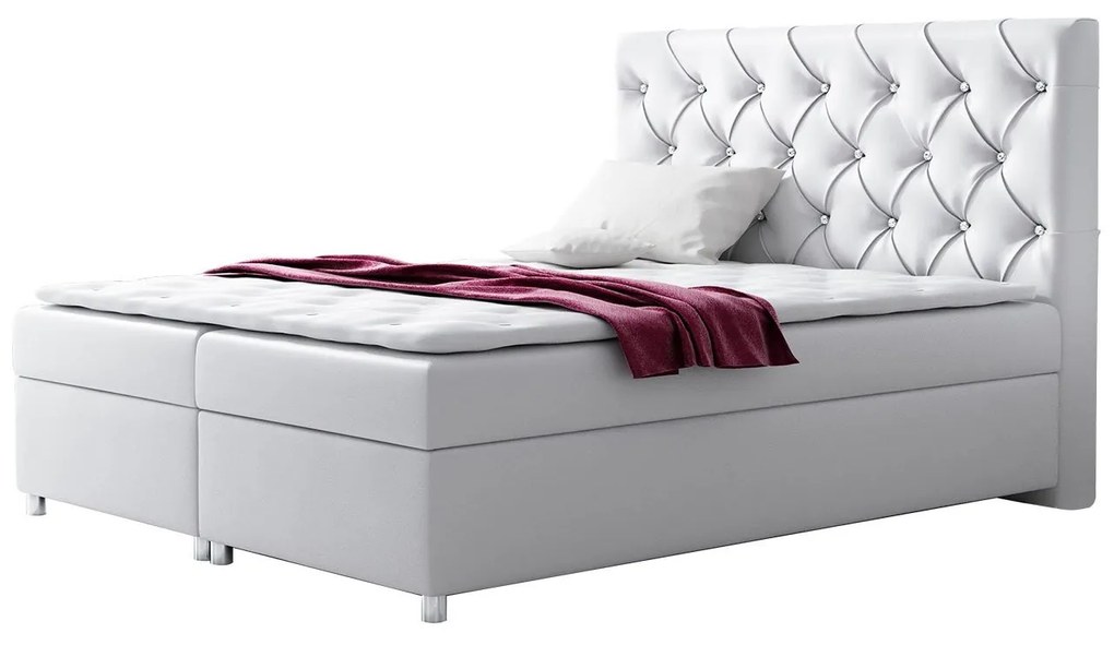 Posteľ kontinentálna Balicci, Rozmer postele: 180x200, Dostupné poťahy: ekokoža Soft 017 (biela)