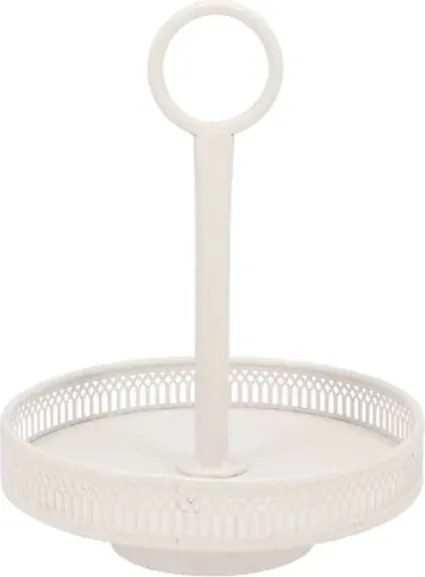 Biely antik kovový etažér s okrajom Nordic - Ø 20*27 cm