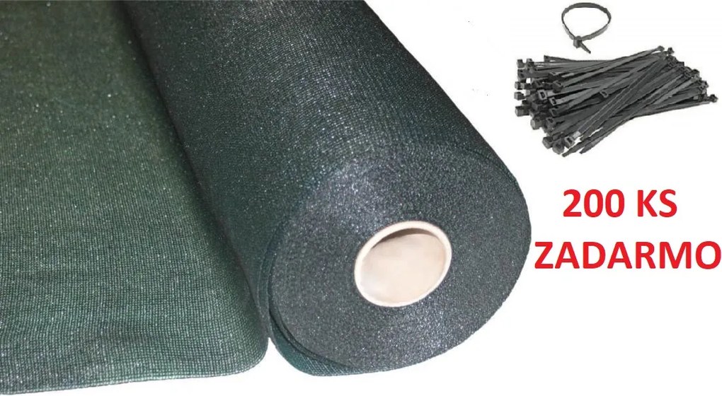 Ekspand Tieniaca sieť 1,5 x 25 m 90% tieň ZELENÁ + 200 ks sťahovacie pásky ZADARMO