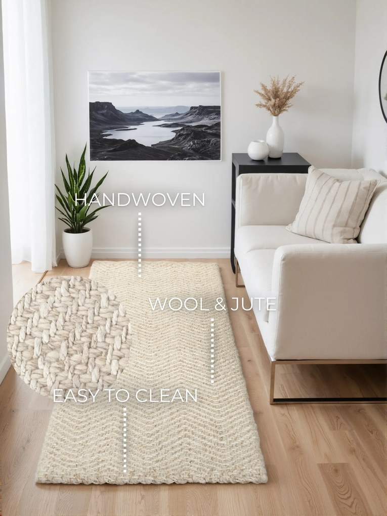 ELLE Decoration, Koberec behúň Majoli 106238 White z kolekcie Elle, 80x200, biela, chodba / predsieň