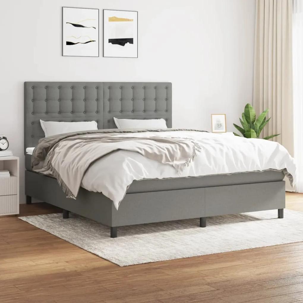 Boxspring posteľ s matracom tmavosivá 160x200 cm látka 3142106