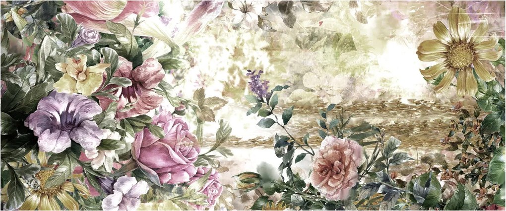 Obraz - Dizajnové kvety (120x50 cm)