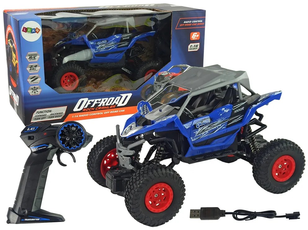 LEAN TOYS Off-road auto na diaľkové ovládanie 2,4 GHz 1:16  modré  RTR