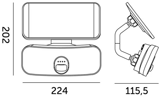 LED solárny reflektor so senzorom LED/13W/3,7V IP65 4000K