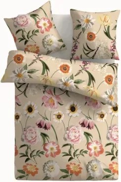 Obliečky Elisabeth, béžové s farebnými kvetmi%