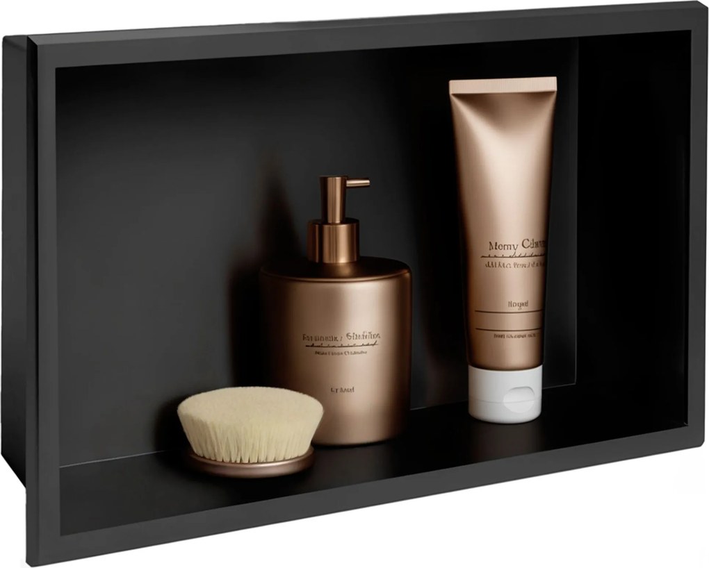 Rea Rea, oceľová kúpeľňová polička 45x30 cm, čierna matná, REA-05604