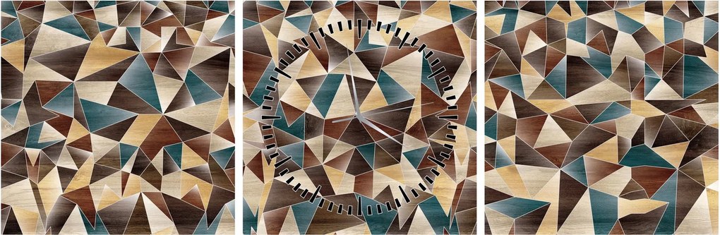 Obraz z trojuholníkov (s hodinami) (90x30 cm)