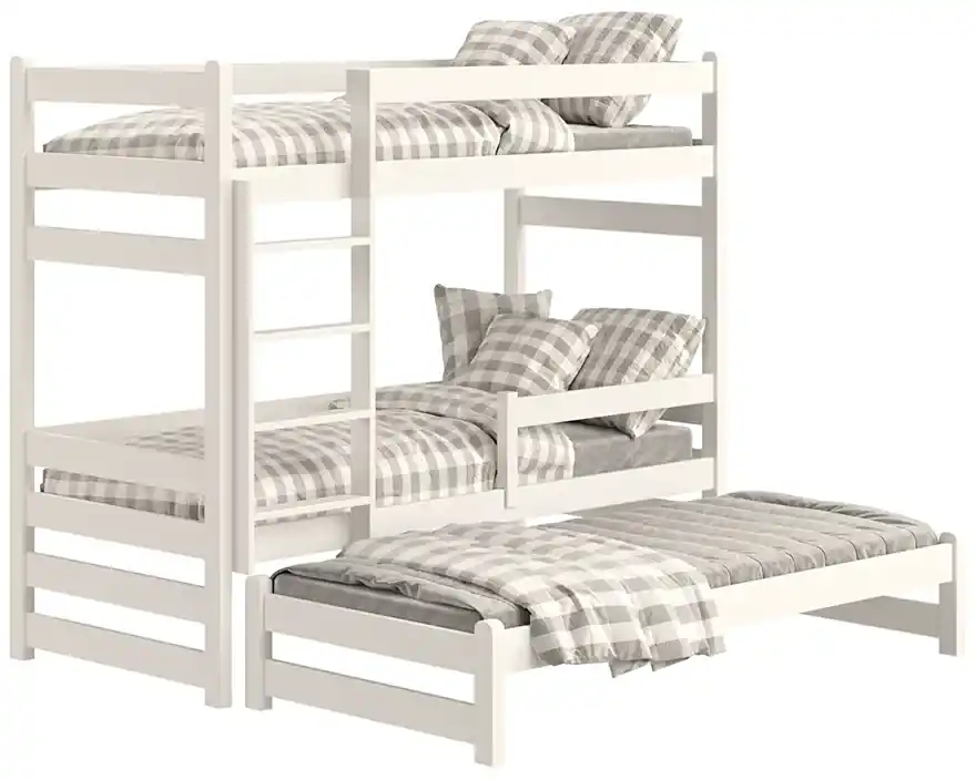 Detská posteľ poschodová s výsuvným lôžkom Alis PPV 018 - Biely, 80x180 |  BIANO