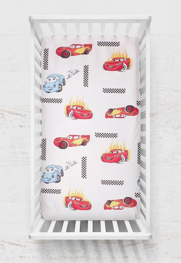 Detská bavlnená plachta s gumou Cars Rozmer: 90x200 cm