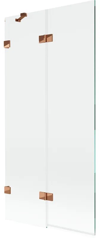 Mexen Lunar, 2-krídlová vaňová zástena ľavá 90 x 150 cm, číre sklo, ružové zlato, 897-090-100-60-00-L