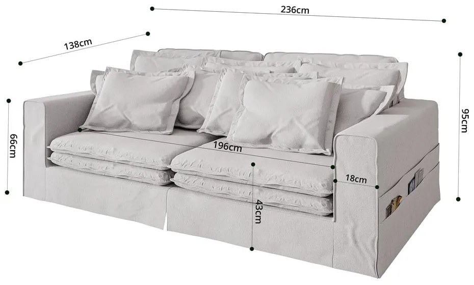 Biela pohovka 236 cm Nora – Ropez