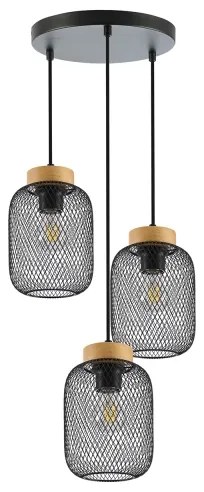 Brilagi - Závesný luster na lane BASKLITE 3xE27/15W/230V kaučukovník/čierna