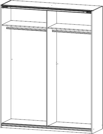 Šatníková skriňa Quadra, 181 cm, biela/zrkadlo
