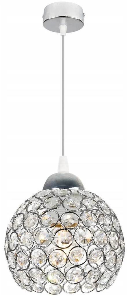 Závesné svietidlo Crystal, 1x strieborné krištáľové tienidlo, ch