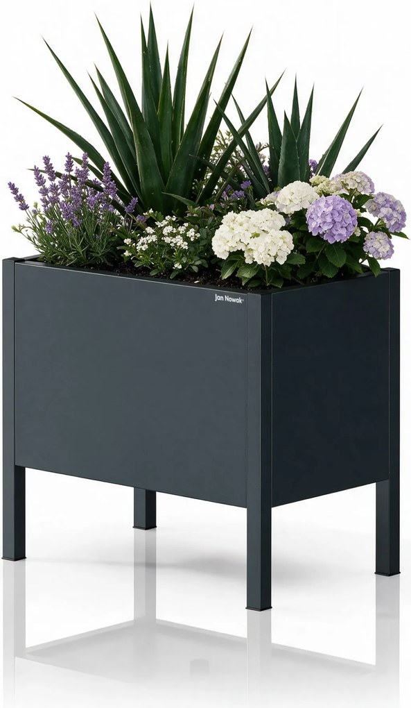 Malý kovový kvetináčový kryt antracitový, 400x350x250 mm: DAISY