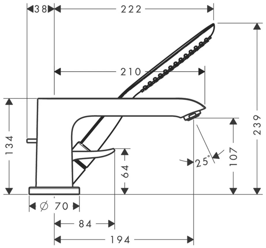 Hansgrohe Metris New, batéria na okraj vane, 3-otvorová inštalácia, chrómová, HAN-31190000
