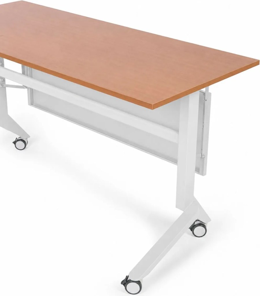Mobilný stôl PRIMO MOVE, 140x60 cm, biela podnož, buk