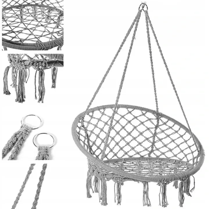 Sivé závesné kreslo KOLUMBIA so stojanom