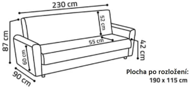 Rozkladacia pohovka Leona, šedá