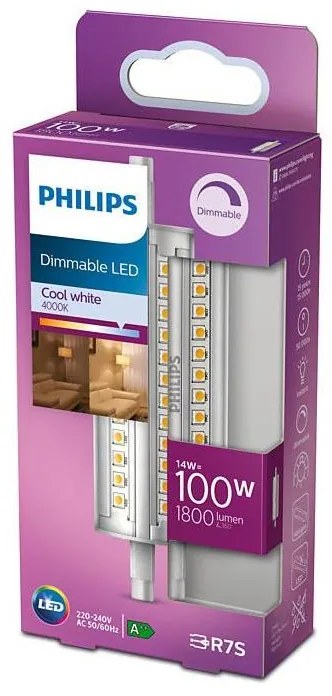 LED Stmievateľná žiarovka Philips R7s/14W/230V 4000K 118 mm