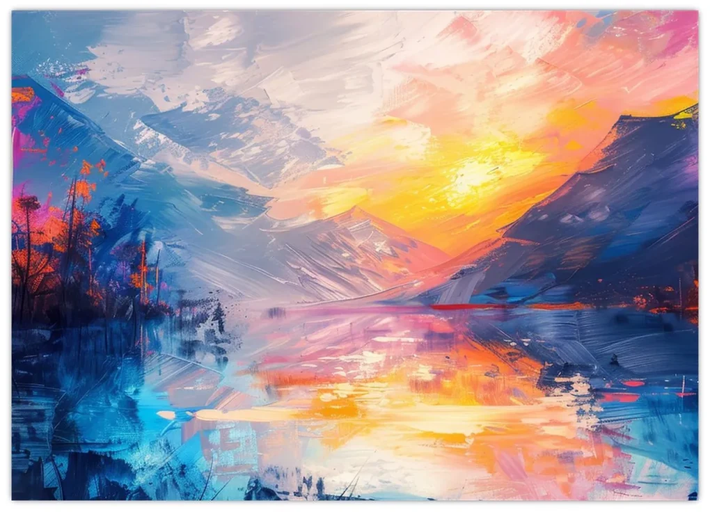 Sklenený obraz - Maľba krajiny (70x50 cm)