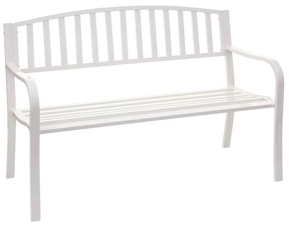 Záhradná lavička F43 2-miestna - práškovaná oceľ, 128 cm - Biela