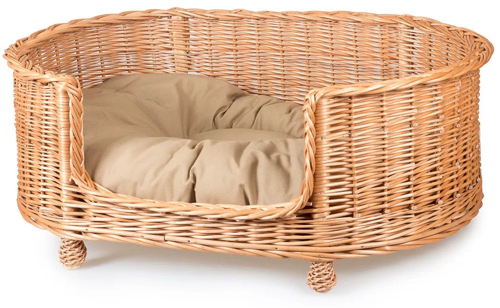 Pelech prútený na nožičkách béžová poduška Theo IV.š. 79 x hl. 51 x v. 12/31(cm)