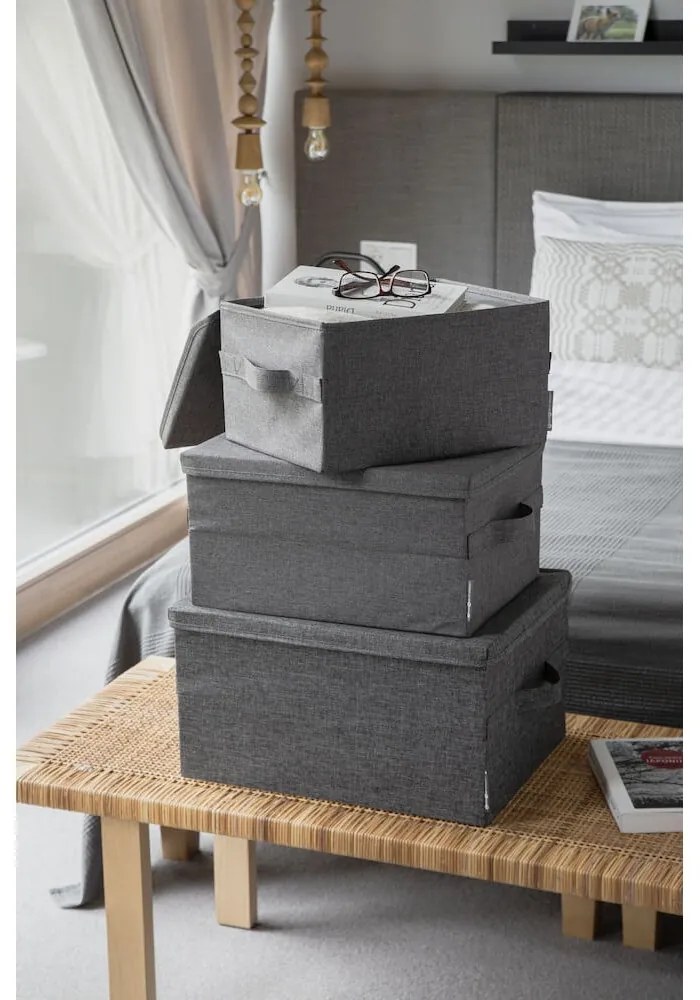 Sivý látkový úložný box s vekom 35x19x26 cm Soft Storage – Bigso Box of Sweden
