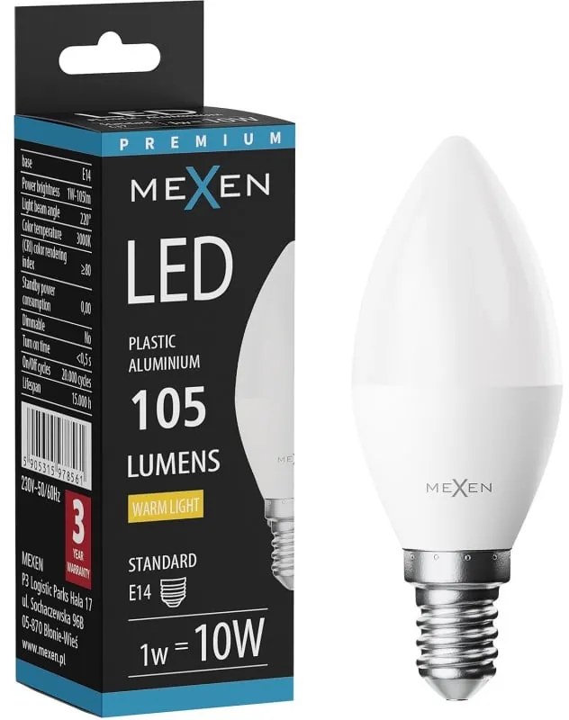Mexen Nova, LED žiarovka E27, A95, 25W, Teplá - 3000K, 2625 lm - L100-E27-2530-01