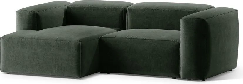 Zelená rohová pohovka (ľavý roh/s leňoškou) Bergamo – Cosmopolitan Design